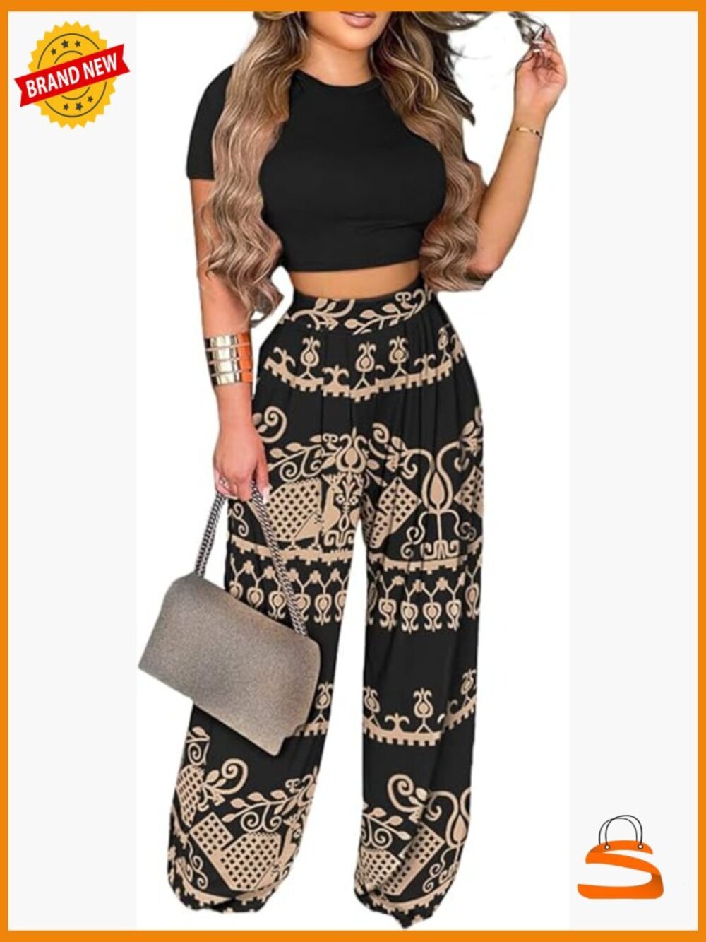 2 Piece Outfits Women Crop Top Wide Leg Pant Set Tracksuit Sport Set